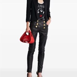 Balmain Women's Black leather Pants